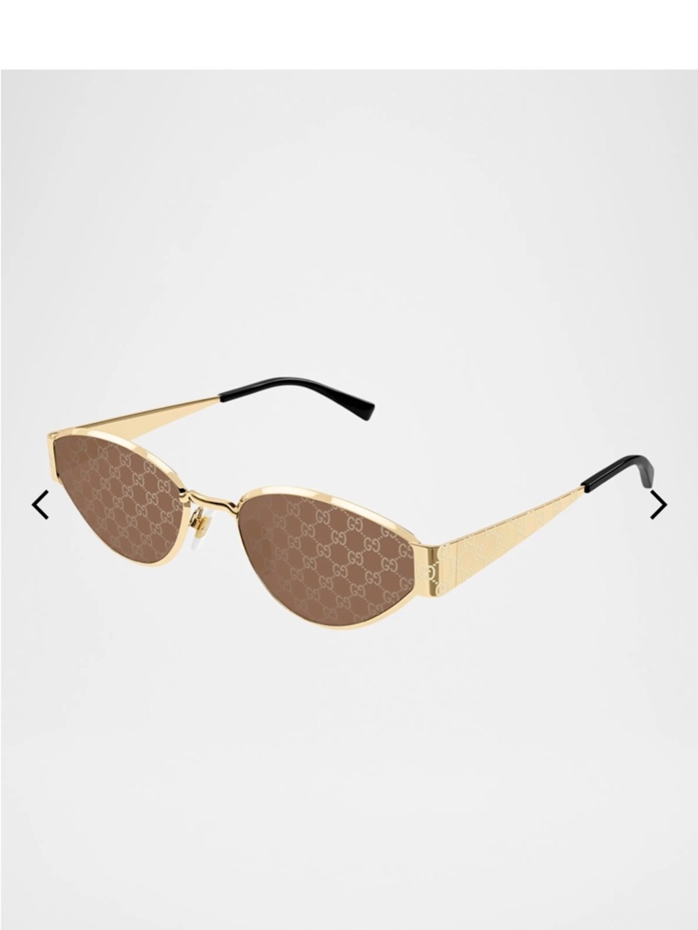Gucci Gold Frame Sunglasses with Brown GG Logo Lenses - Picture 3 of 4